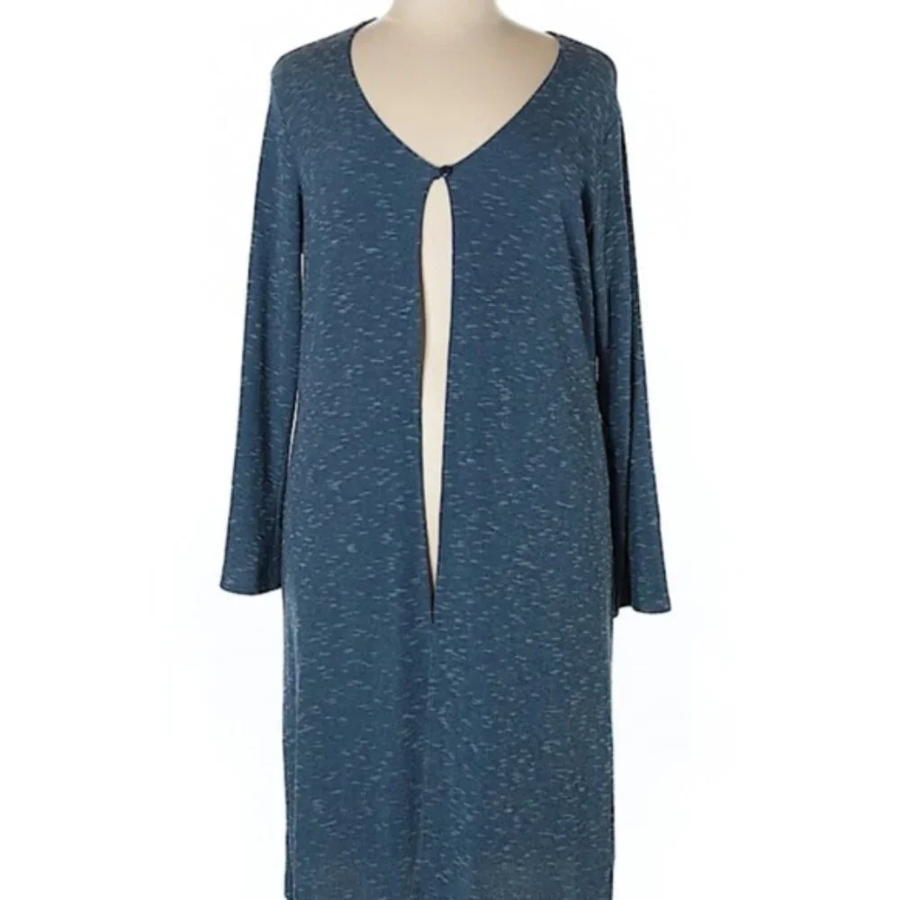 Klueless (NORDSTROM) Teal Longline Open Front Cozy Cardigan EUC sz 18
